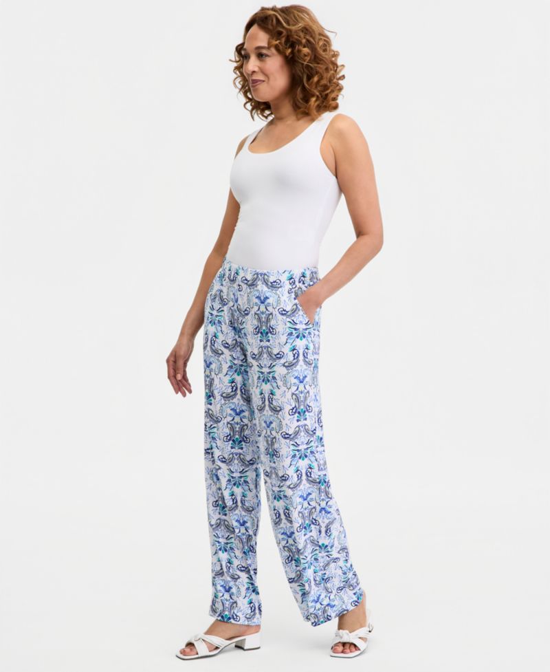 Women's Printed High-Rise Pull-On Pants