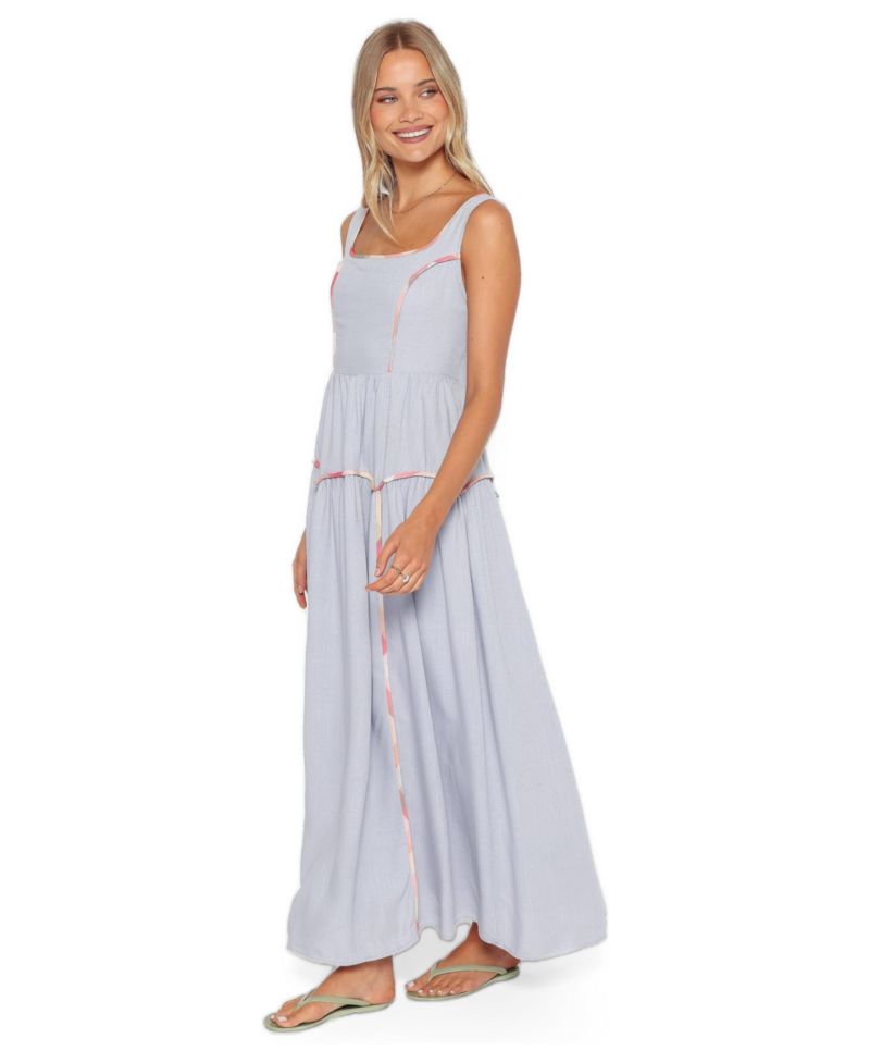 Women's Kyla A-Line Sleeveless Contrast Print Trim Maxi Dress
