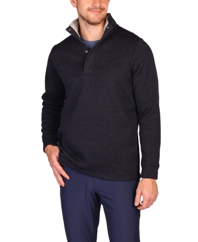 Men's Sweater Knit Snap Placket Pullover