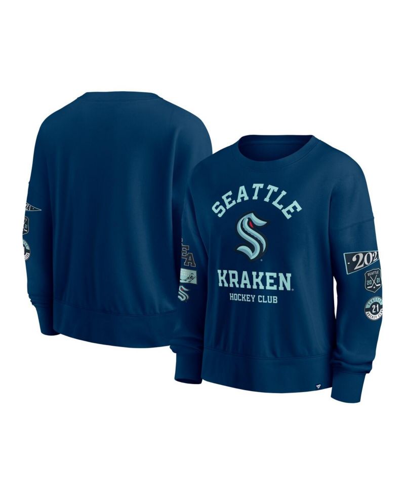 Women's Deep Sea Blue Seattle Kraken Go Team Pullover Sweatshirt
