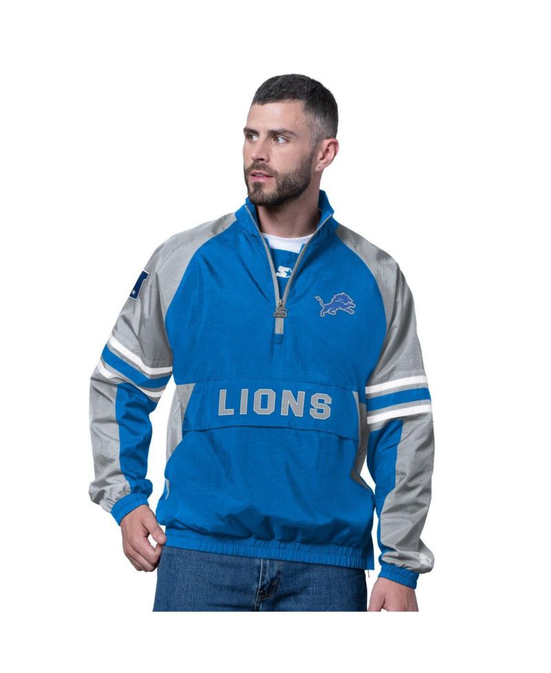 Men's Blue Detroit Lions Prospect Half-Zip Pullover