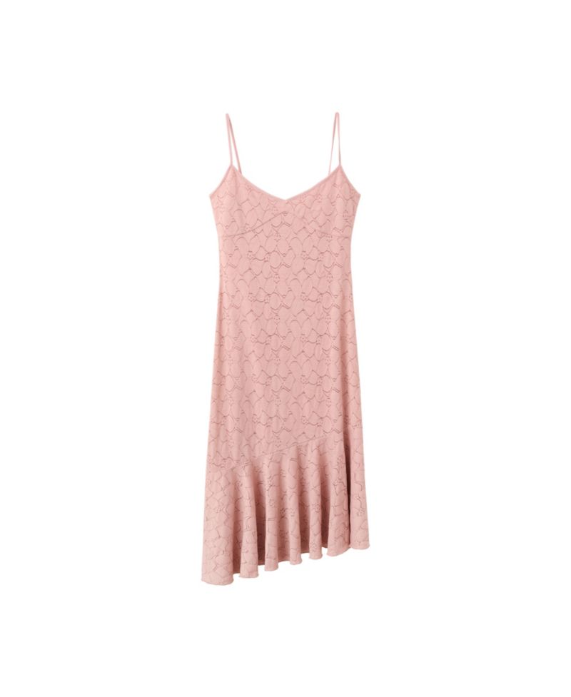 Women's V-Neck Openwork Floral-Print Midi Dress