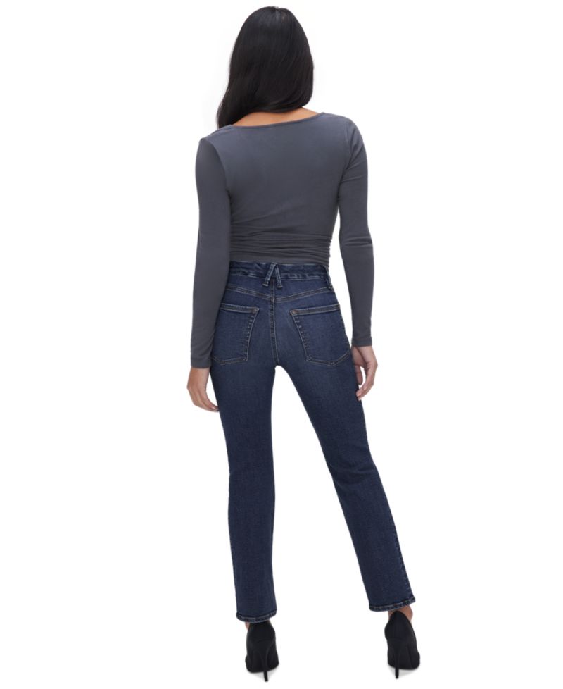 Petite Mid-Rise Slim Straight Ankle Jeans