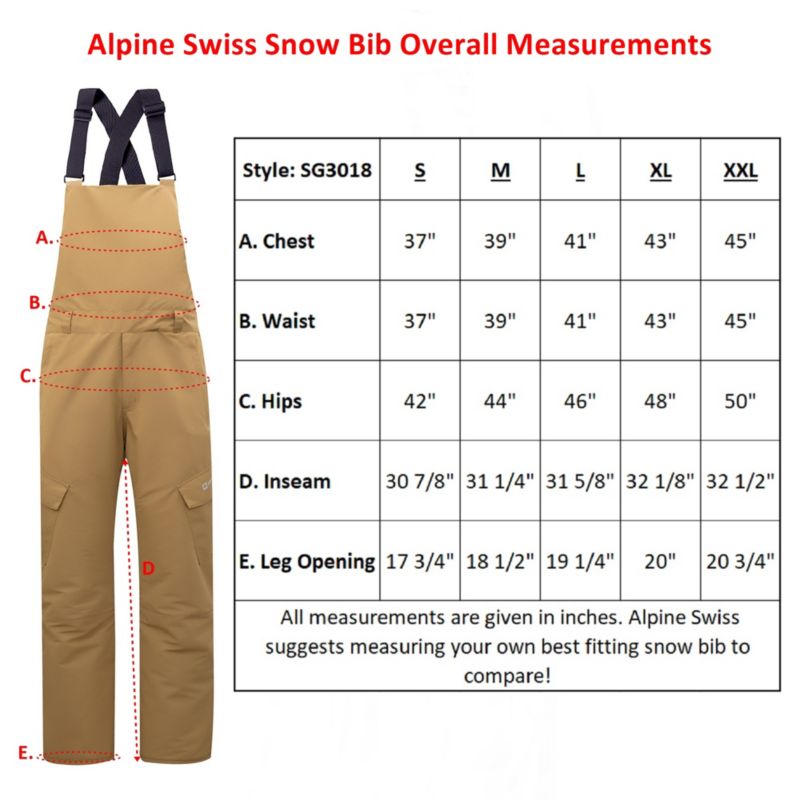 Men's Insulated Snow Bib Overalls Waterproof Ski Snowboard Pants