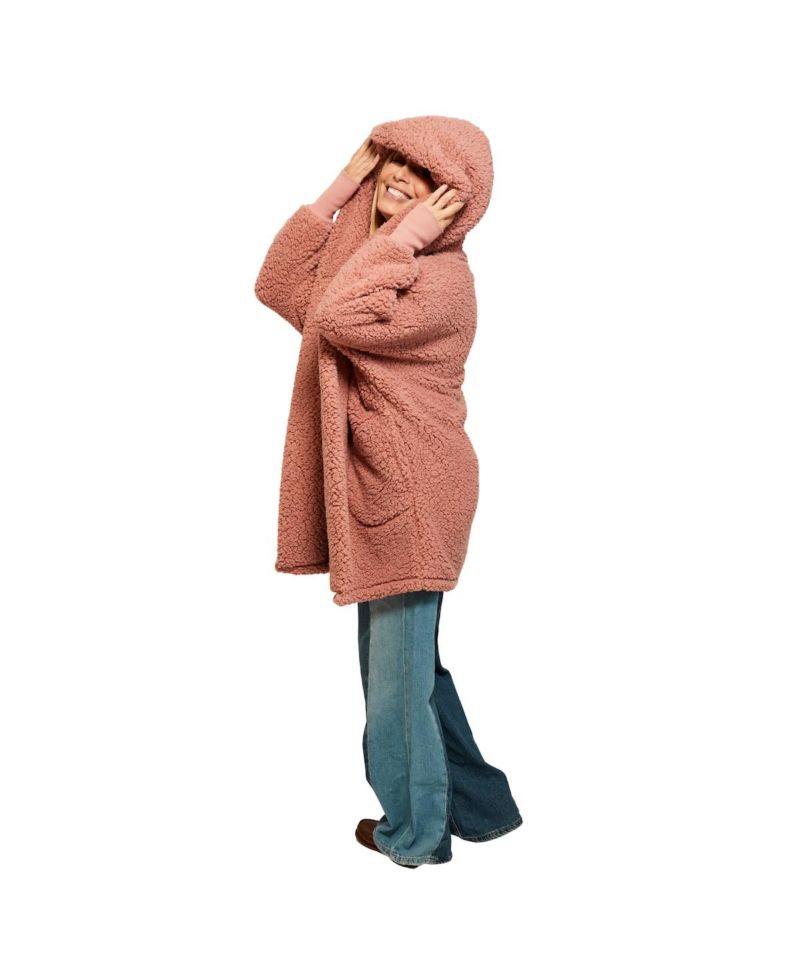 Women's Pink WNBA Breast Cancer Awareness Oversized Hooded Sweater