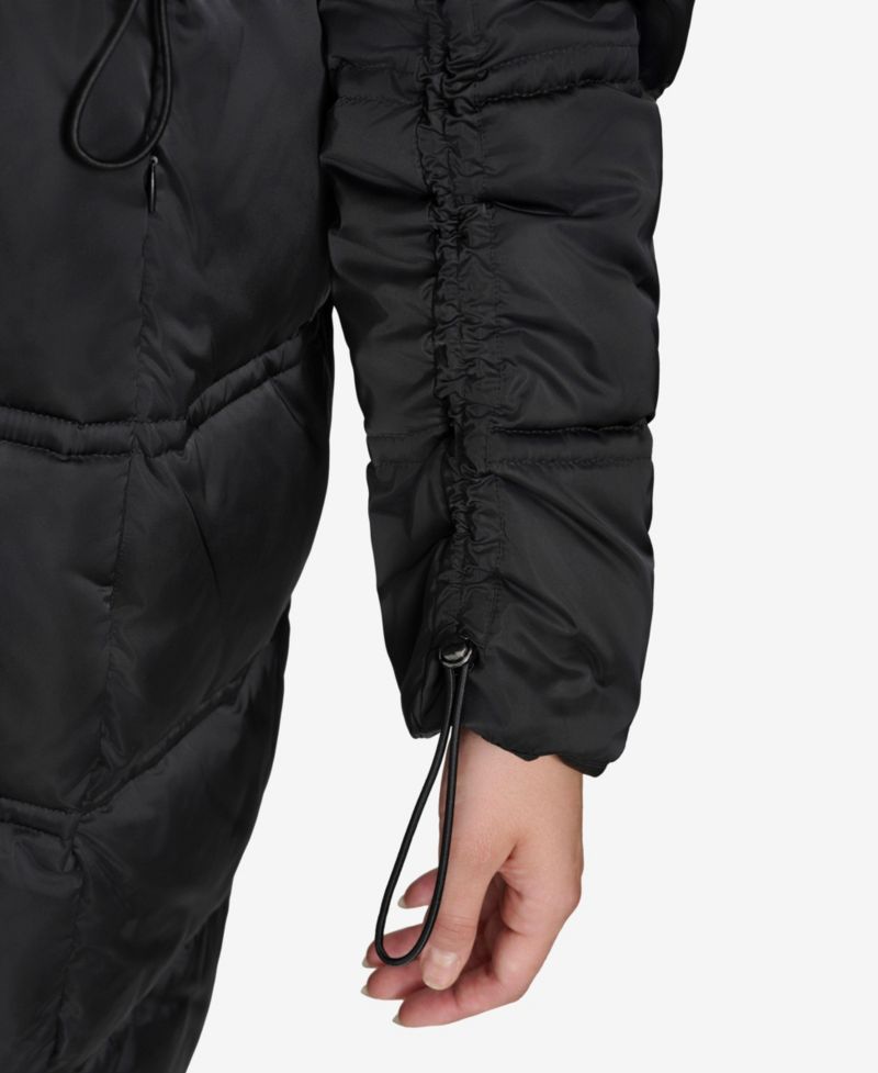 Women's Emery Luster Down Coat with Faux Fur Collar