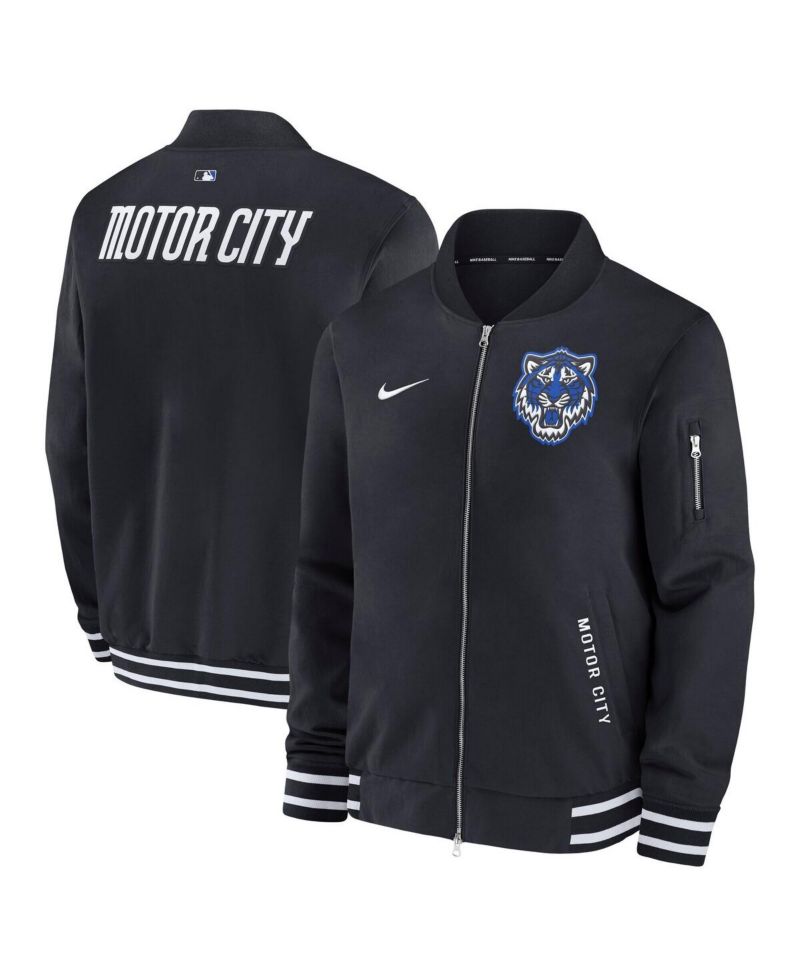 Men's Black Detroit Tigers Authentic Collection City Connect Full-Zip Bomber Jacket