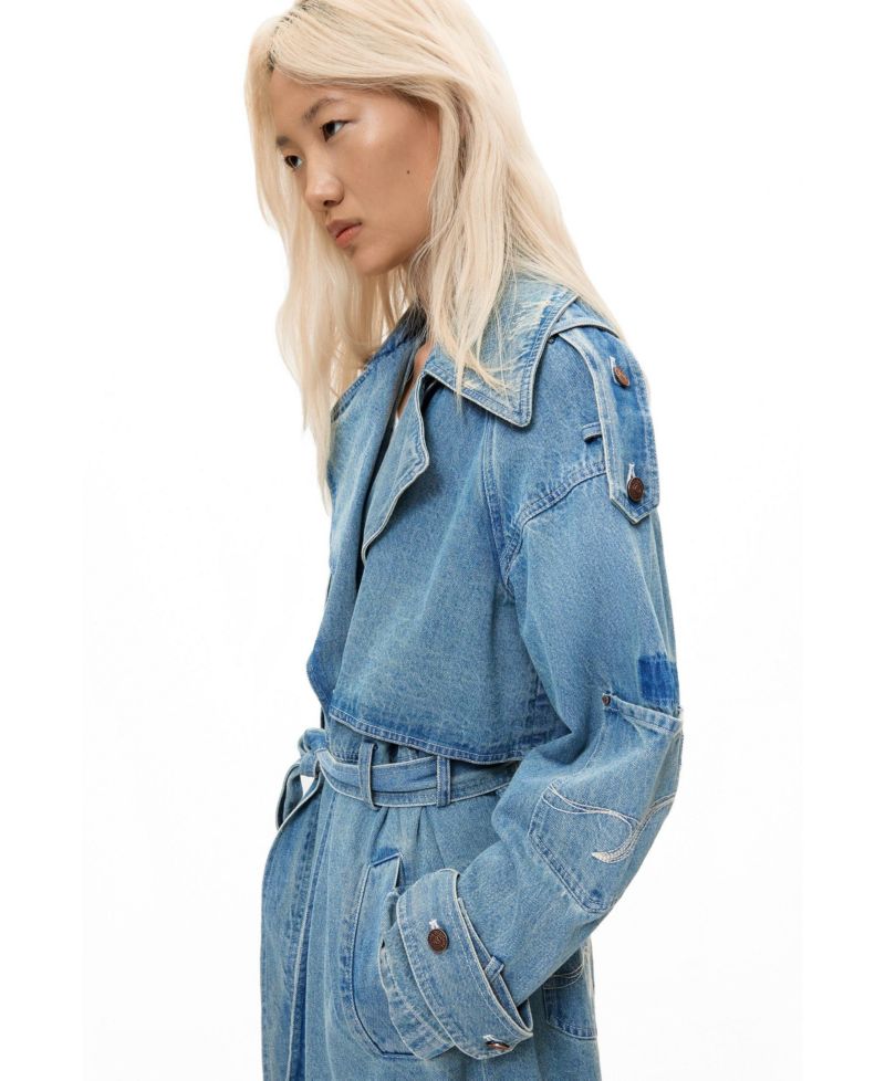 Women's Long Denim Trench Coat
