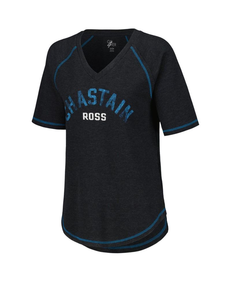 Women's Black Distressed Ross Chastain Ball Chase Tri-Blend Thermal Raglan Top