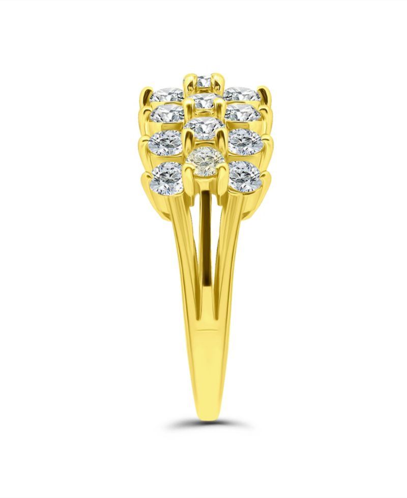 Cubic Zirconia Round Prong Set 3 Row Ring