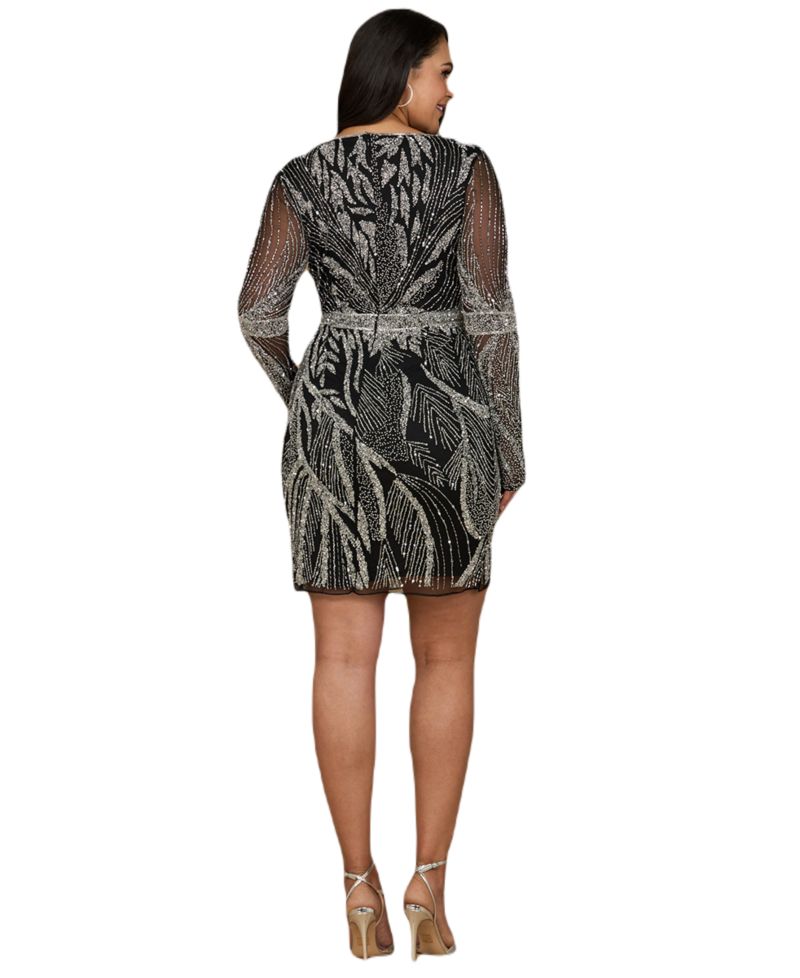 Women's Long Sleeve V-Neck Cocktail Dress