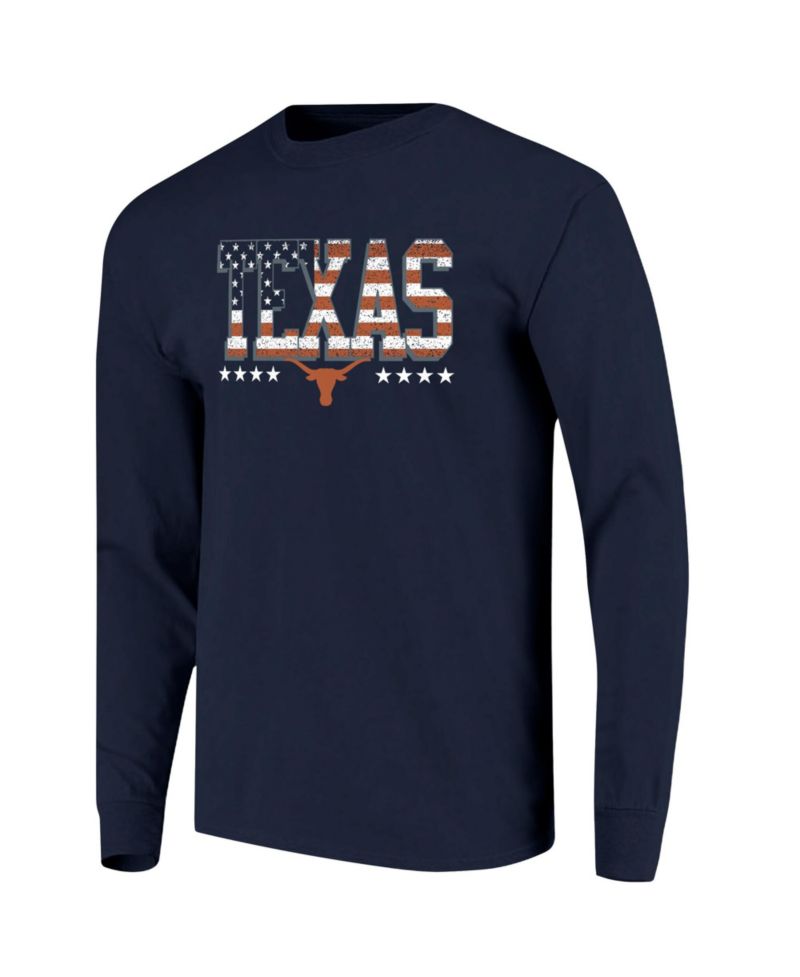 Men's Navy Texas Longhorns Tall Type Flag Long Sleeve T-Shirt