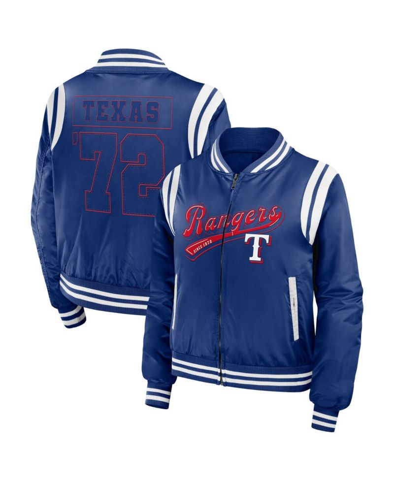 Women's Royal Texas Rangers Football Bomber Jacket