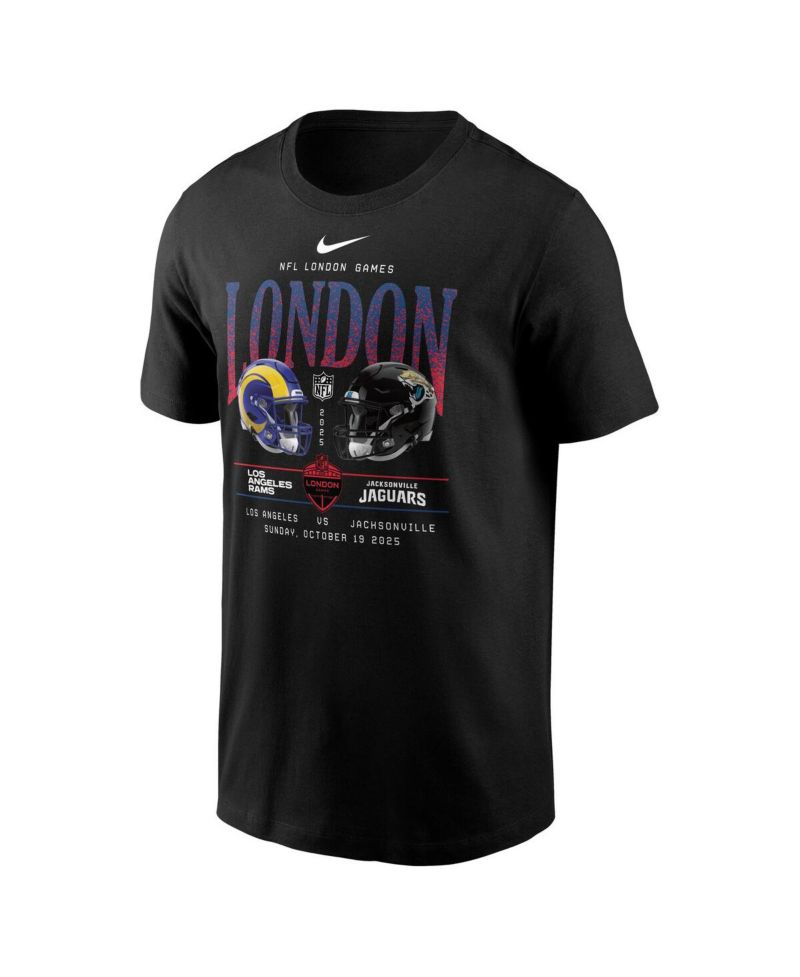 Men's Black Los Angeles Rams vs. Jacksonville Jaguars International Games London 2025 T-Shirt