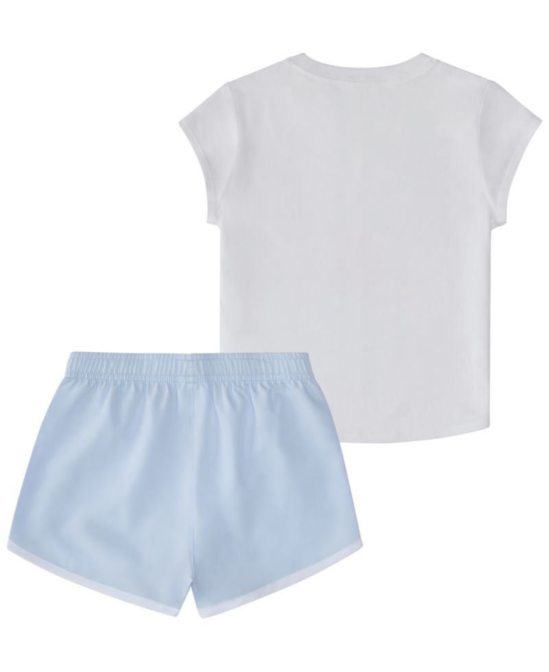 Baby Girls' Short Cap Sleeve T-Shirt and Woven Shorts, 2-Piece Set