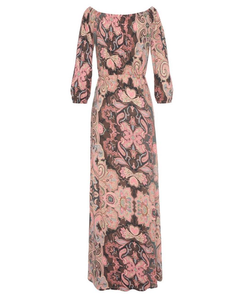 Women's Viscose Printed Cutout Multiway Elastic-Waist Maxi Dress