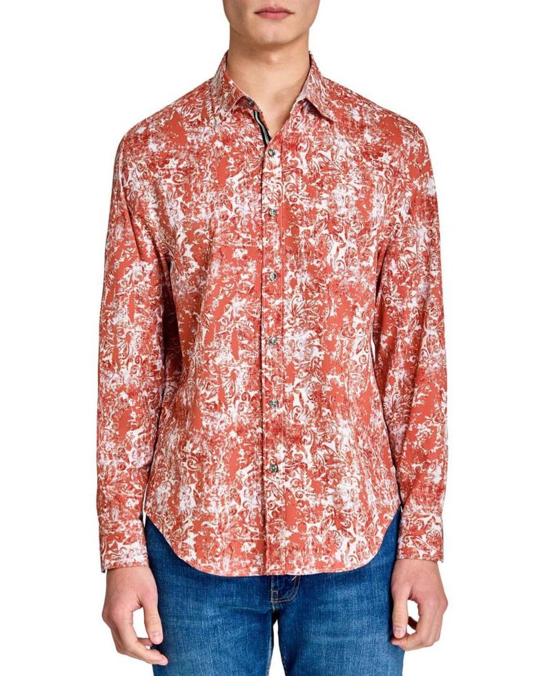 Men's Regular Fit 4-Way Stretch Performance Long Sleeve Button Down