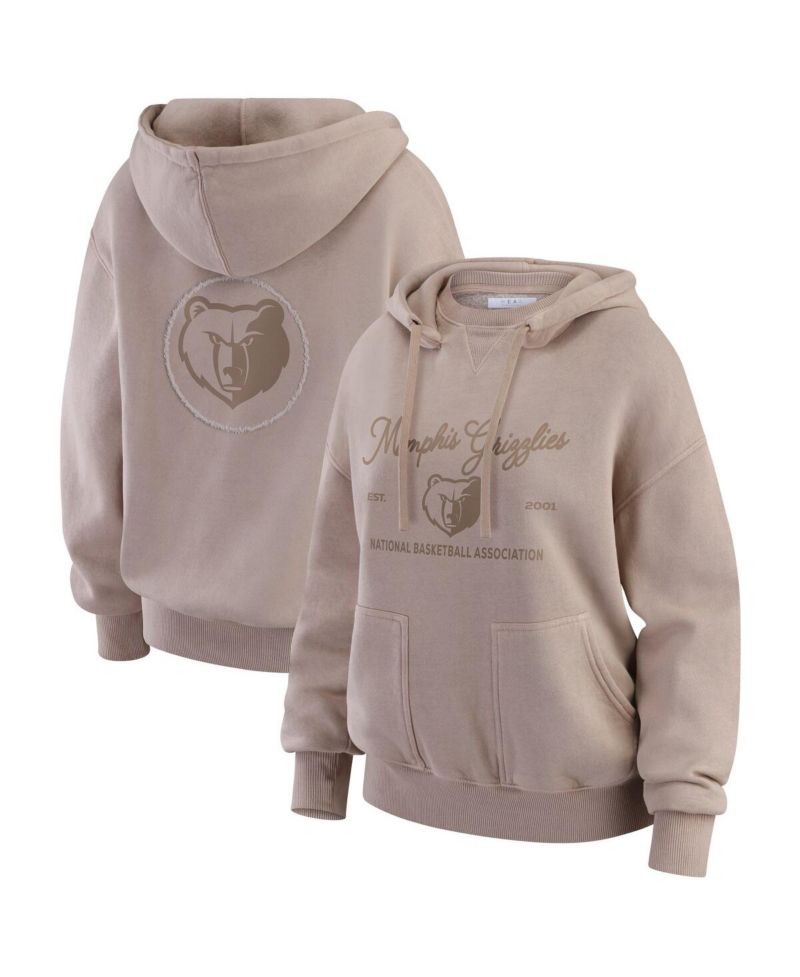 Women's Tan Memphis Grizzlies Washed Pullover Crewdie