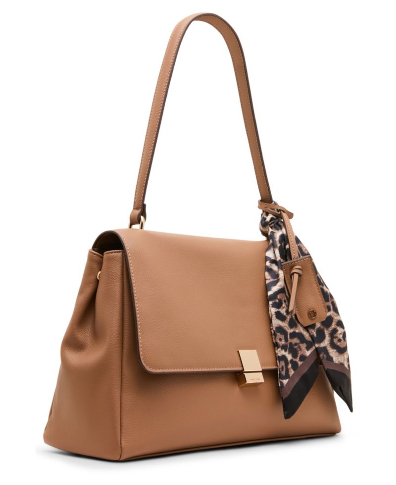 Flap with Scarf Medium Shoulder Handbag