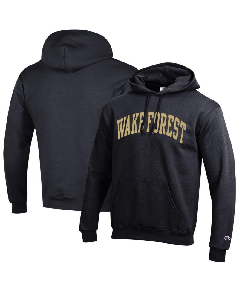 Men's Black Wake Forest Demon Deacons Basic Arch Fleece Pullover Hoodie