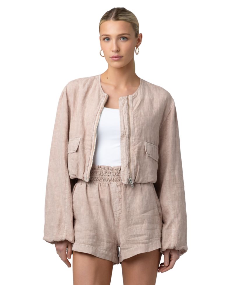 Women's Collarless Zipper Jacket