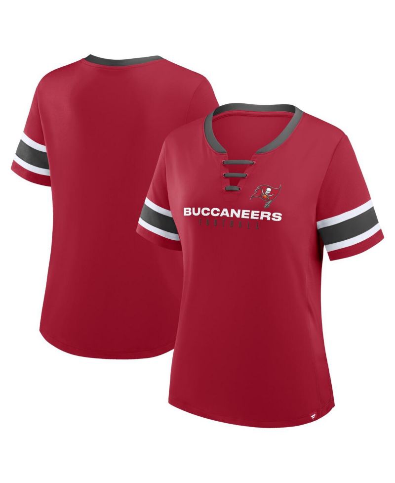Women's Red Tampa Bay Buccaneers Redzone Draw Play Athena Lace-Up T-Shirt