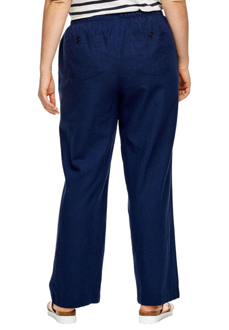 Women's Linen-Blend Elastic Waist Drawstring Relaxed Pant