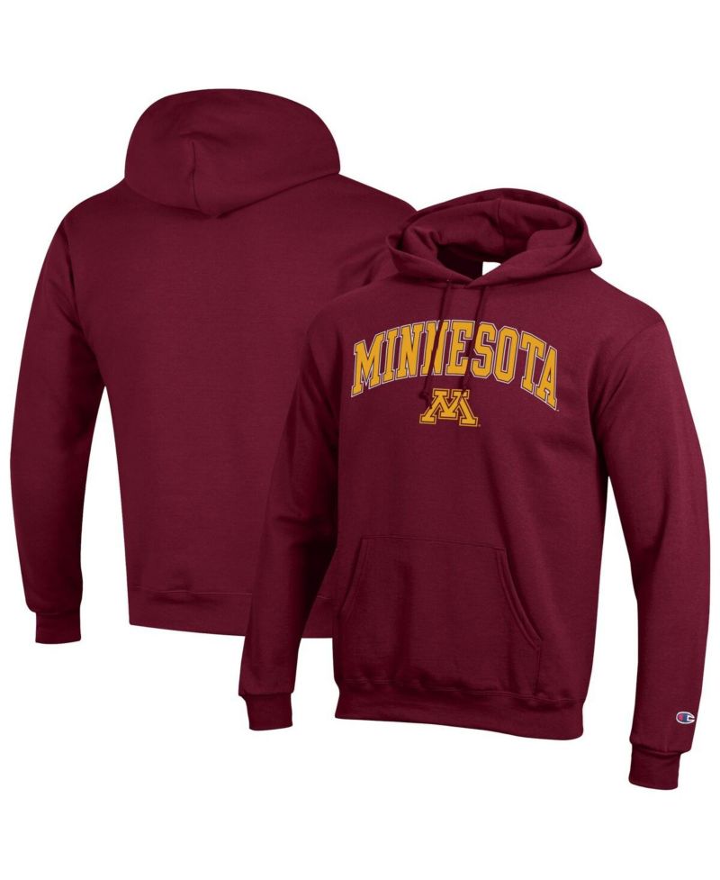 Men's Maroon Minnesota Golden Gophers Arched Logo Fleece Pullover Hoodie