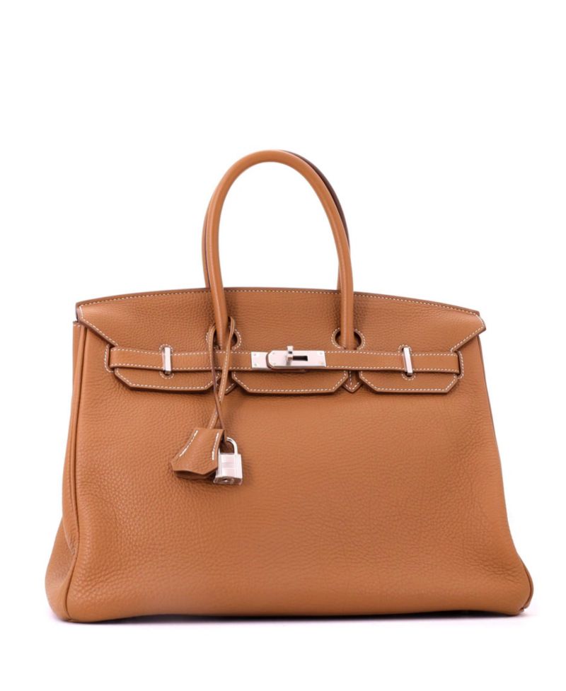 Pre-Owned Hermes Birkin 35 Handbag Brown Togo with Palladium Hardware