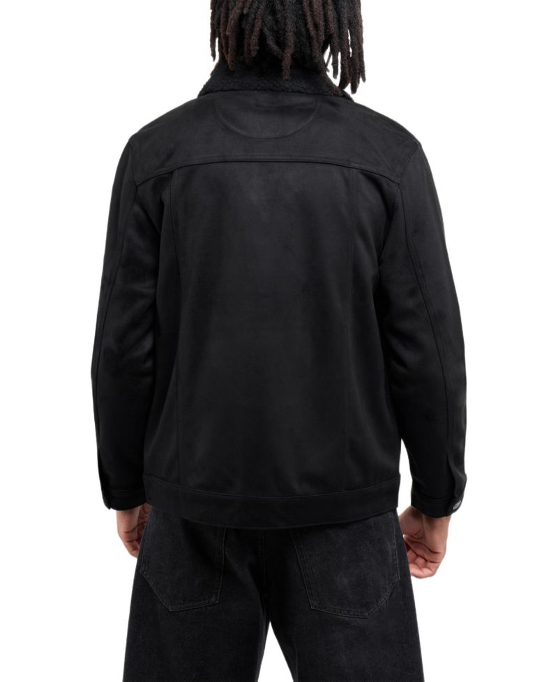 Men's Faux Suede Jacket With Faux Fur Collar
