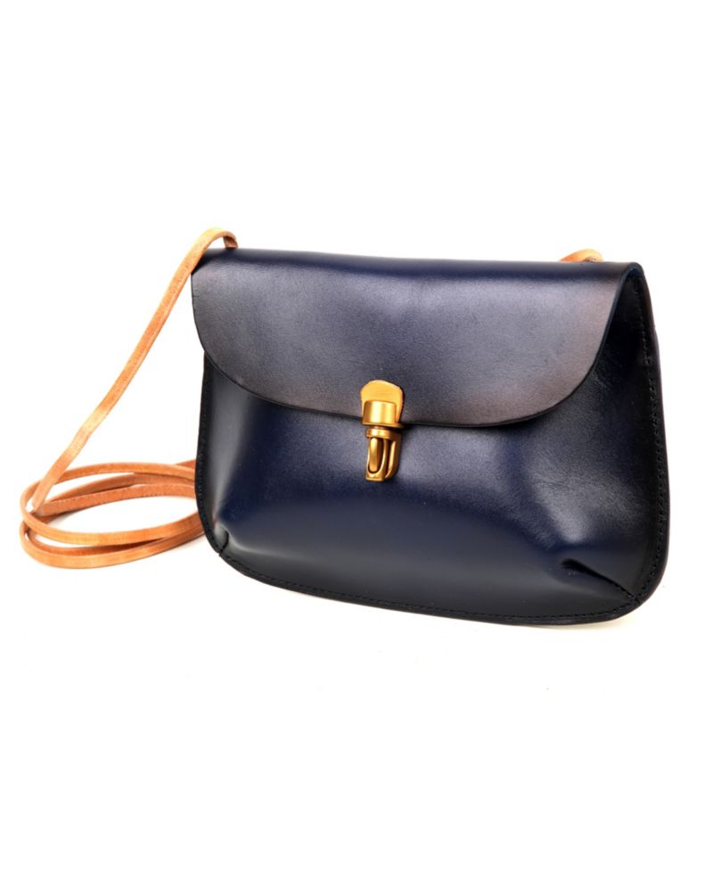 Ada Small Leather Pushlock Crossbody Bag