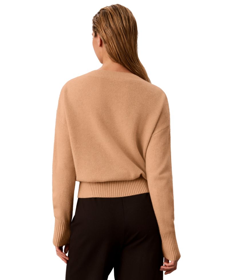 Petite Bateau Neck Button-Shoulder Sweater