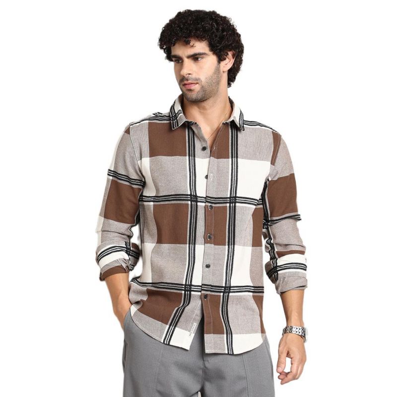 Men's Russet Brown Overlap Buffalo Shirt