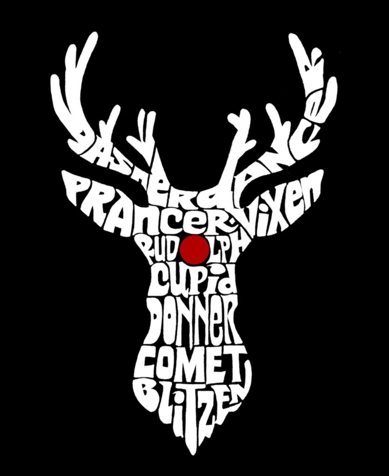 Women's Santa's Reindeer Word Art Hooded Sweatshirt