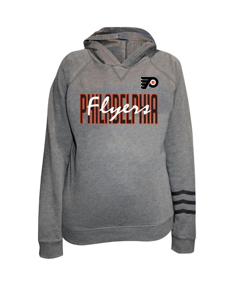Women's Heather Gray Philadelphia Flyers Plus Size Lightweight Fleece Raglan Pullover Hoodie