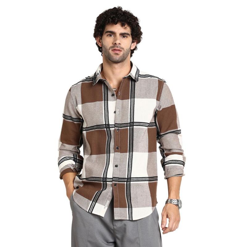 Men's Russet Brown Overlap Buffalo Shirt