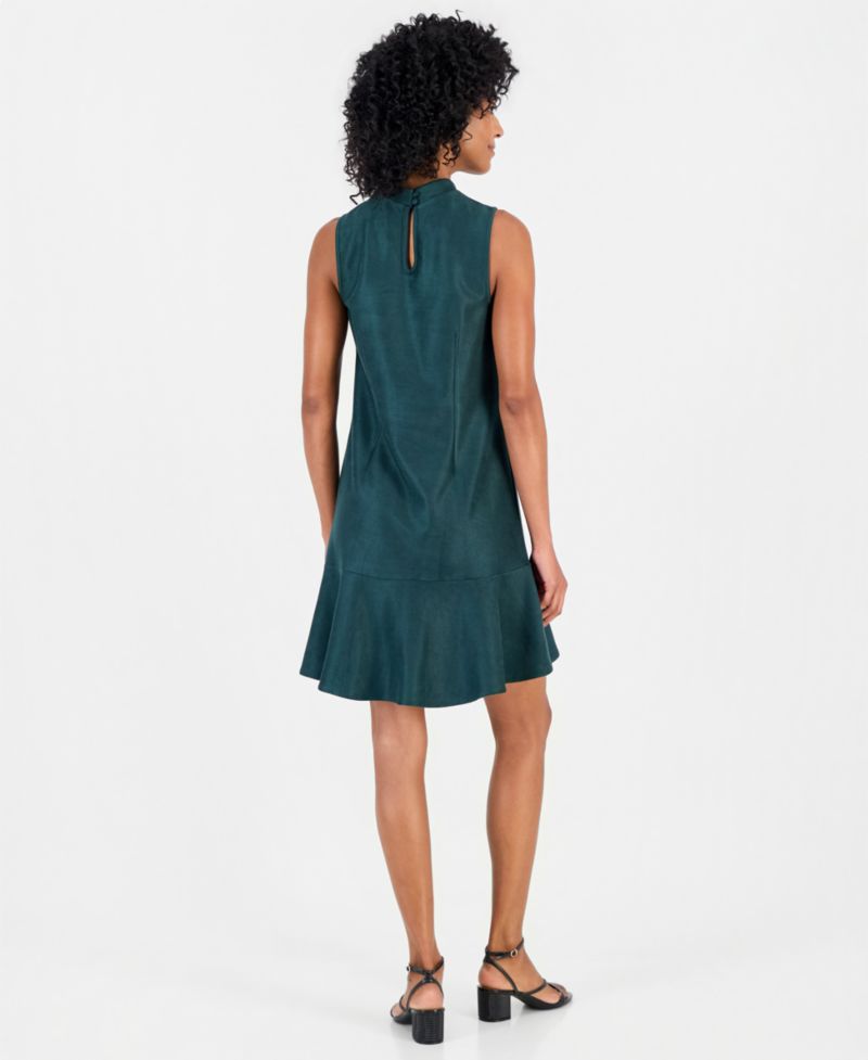 Women's Faux Suede Flounce-Hem Dress