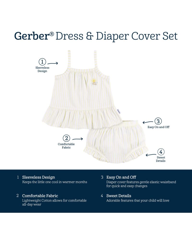 Baby Girls Dress and Diaper Cover Set, 2 Piece