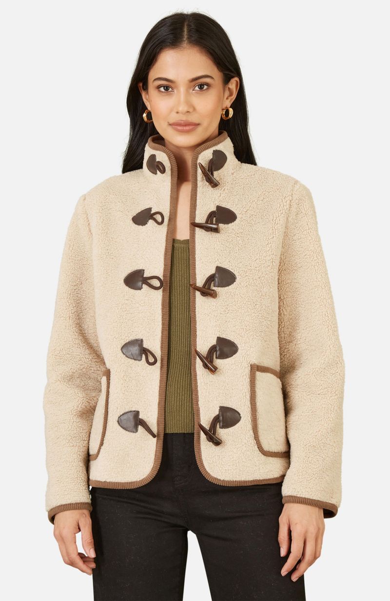 Women's Faux Leather Button Detail Jacket