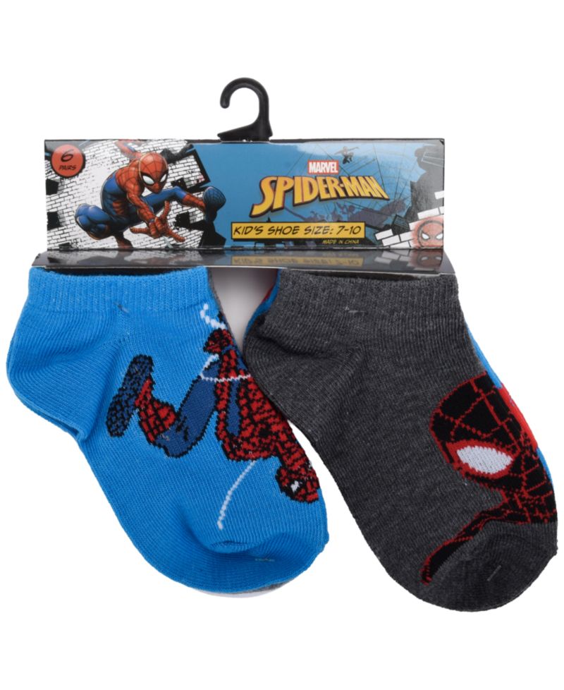 Boys' 4-20 Spider-Man and Miles Ankle Socks, 6-Pack