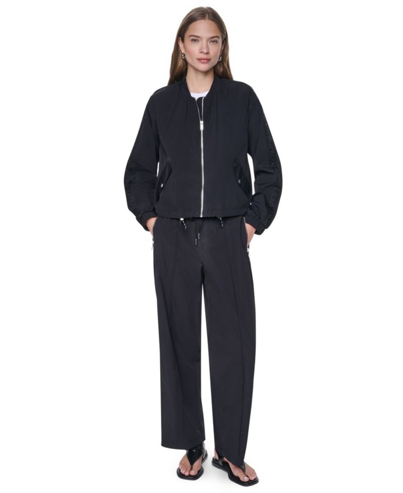Women's Logo Trim Rumpled Bomber Tech Jacket