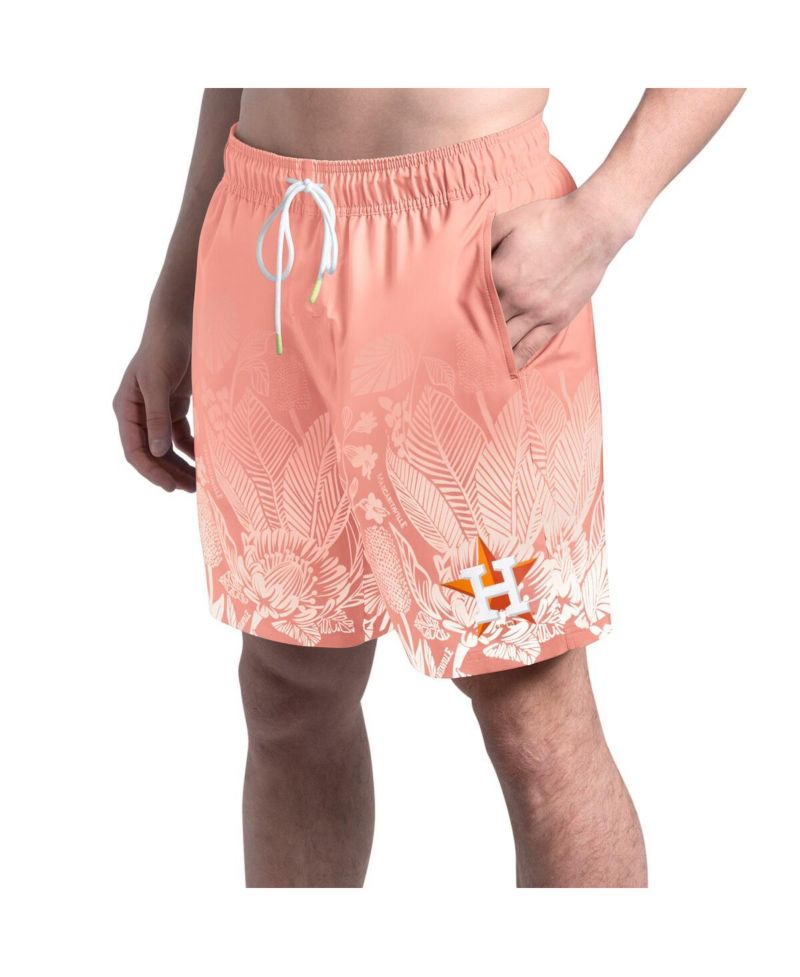 Men's Coral Houston Astros Lagoon Fiesta Swim Shorts