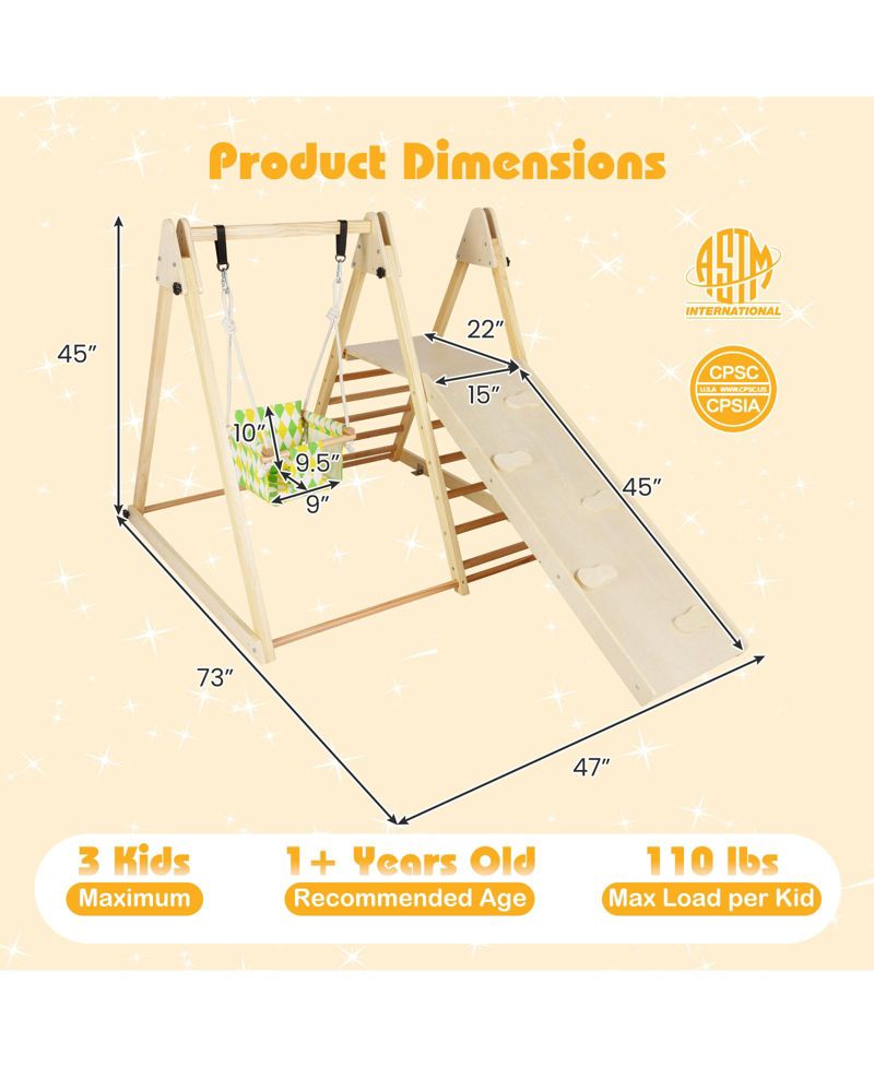 4-in-1 Indoor Jungle Gym with Baby Swing