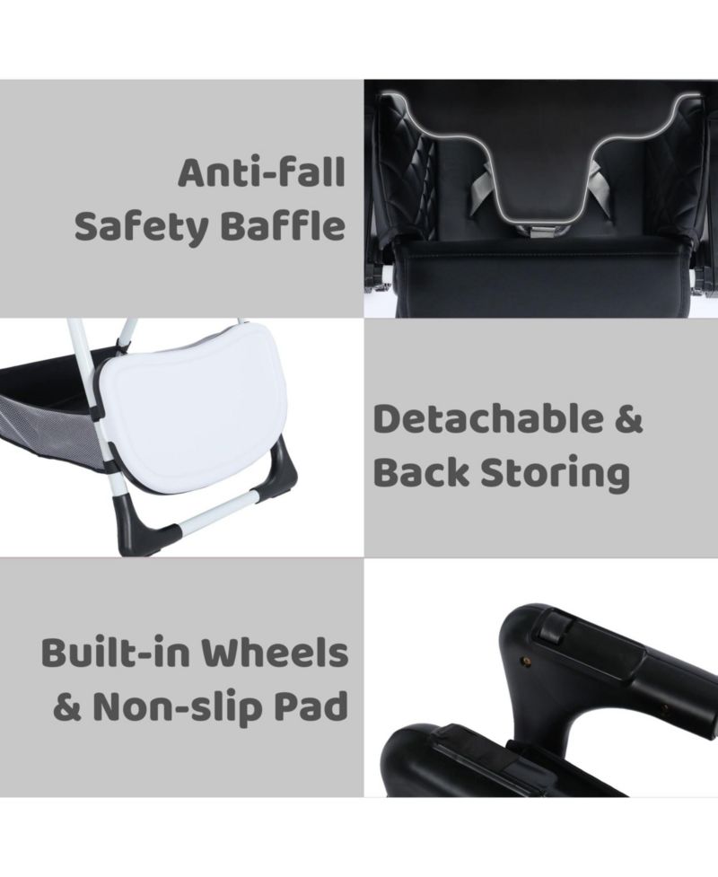 Convertible Baby High Chair with Adjustable Height, Double Tray and Compact Fold