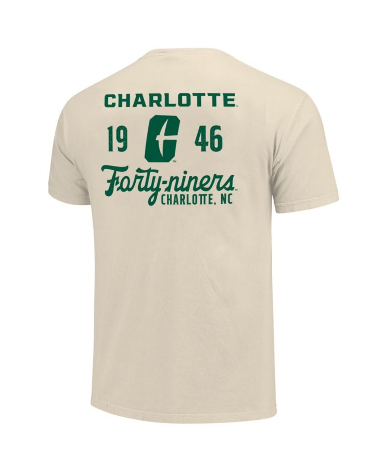 Men's Cream Charlotte 49ers Comfort Colors Mascot Overlay T-Shirt