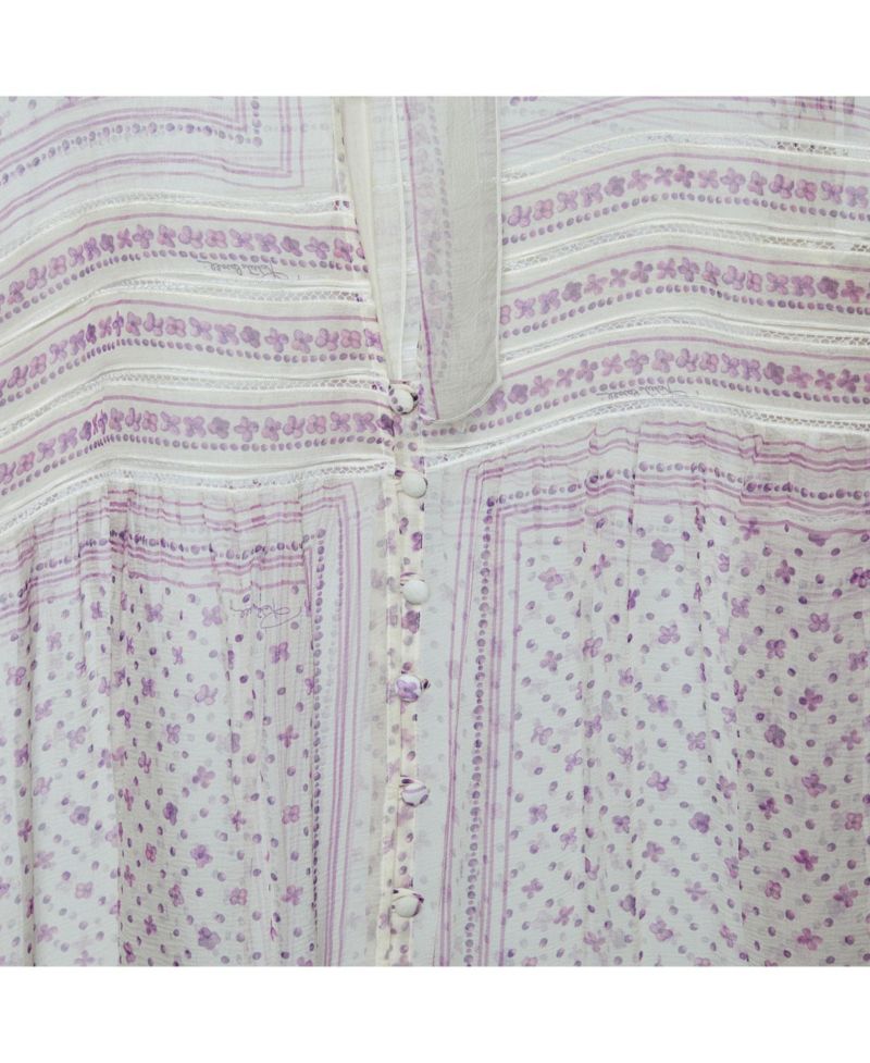 Women's Floral Print Silk Tie-Neck Blouse