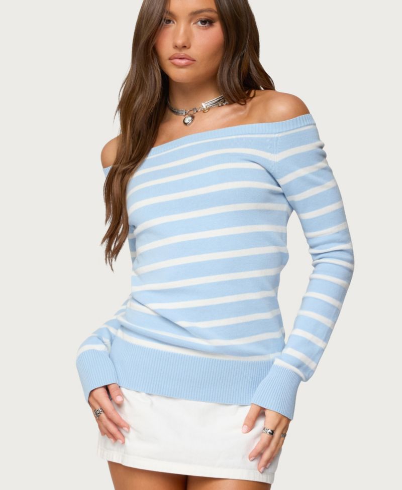 Women's Lori Striped Off Shoulder Sweater