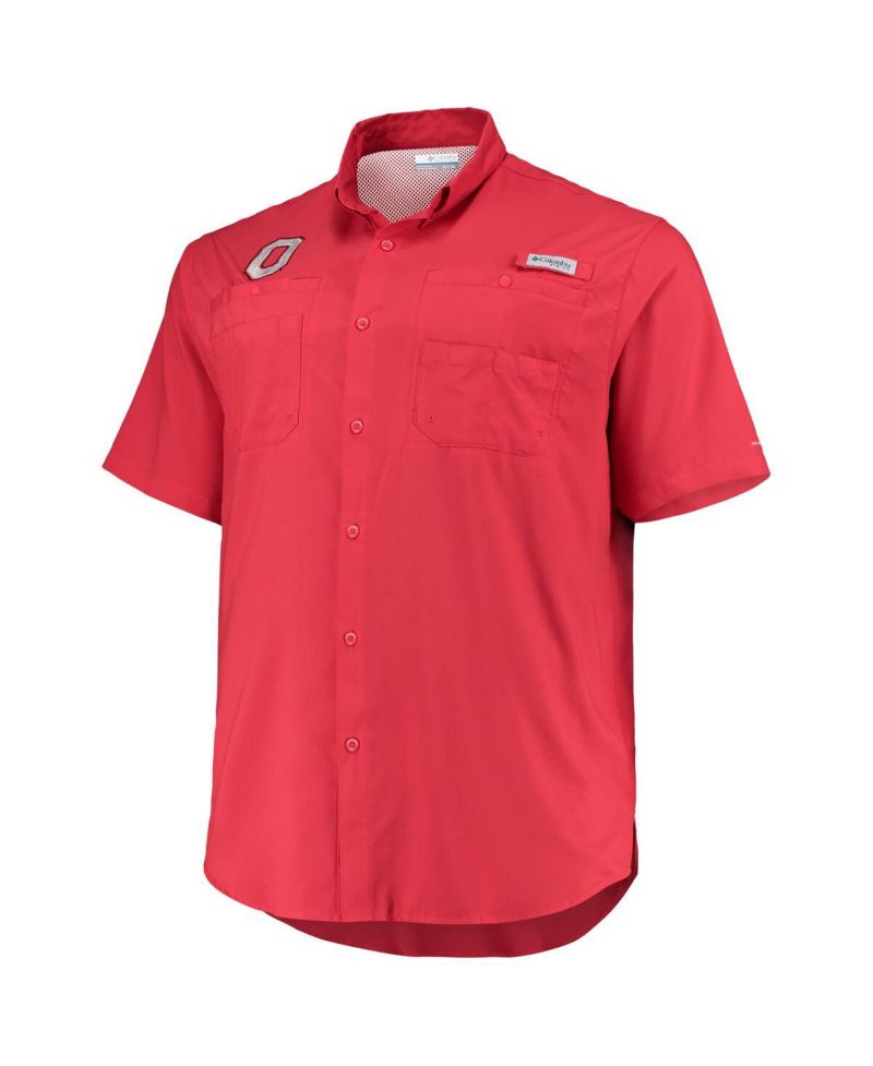 Men's Scarlet Ohio State Buckeyes Big and Tall Tamiami Omni-Shade Button-Down Shirt