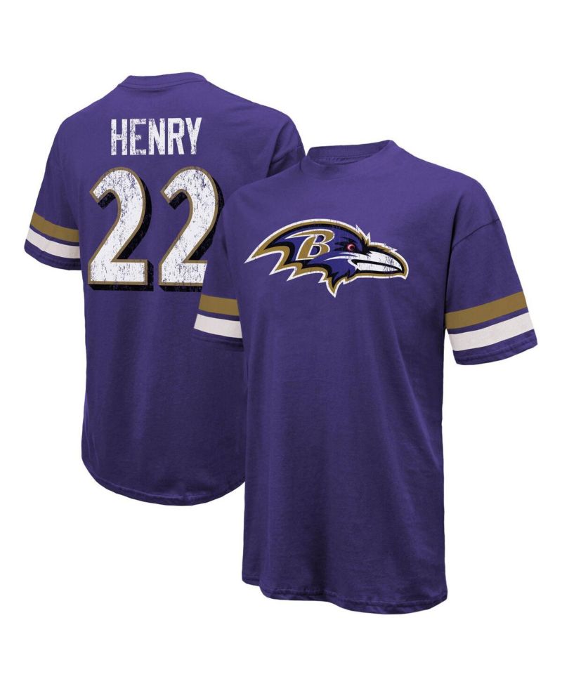 Men's Derrick Henry Purple Baltimore Ravens Name & Number Oversized T-Shirt