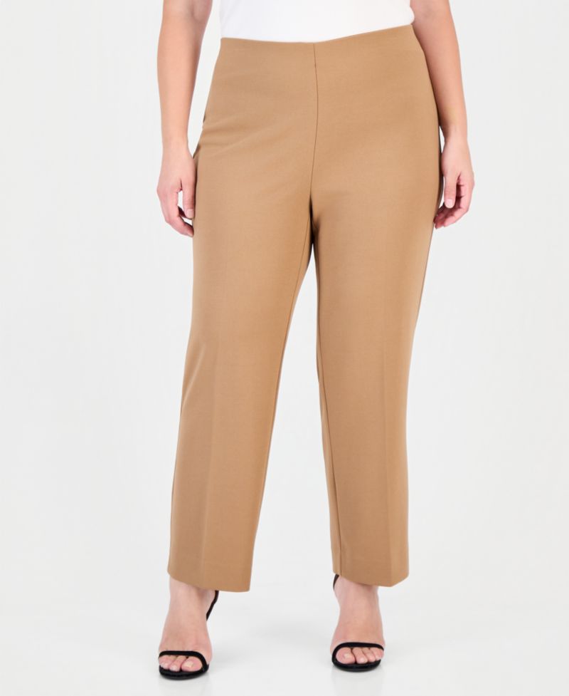 Plus Size Hollywood Waist Pull-On Mid-Rise Pants